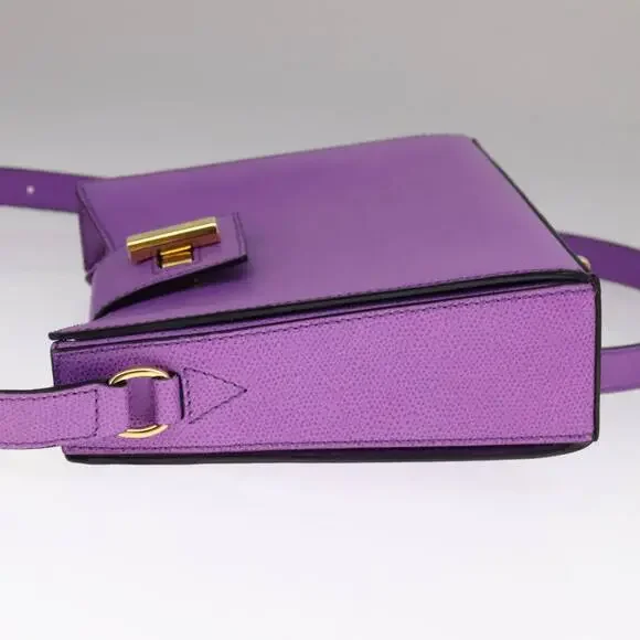CELINE Shoulder Bag Leather Purple Gold - Picture 4 of 13